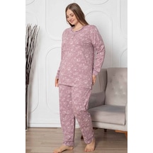 Alimer Kadın Gülkurusu Bisiklet Yaka Büyük Beden Pijama Tkm 2786b Gülkurusu