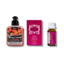 Caas Çilek Aromalı Isıtıcılı Cinsel Masaj Yağı 100 Ml + Potıoon Kadınlara Özel Damla