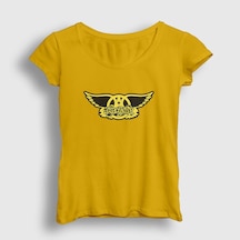 Presmono Kadın Yellow Aerosmith T-shirt Sarı