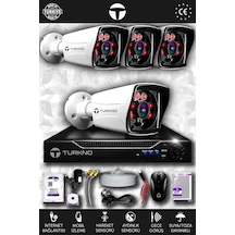 Turkno 4 Kameralı Karia 4 Dış Kamera Set 250 GB HDD Full HD Gece Görüşlü Güvenlik Kamerası Sistemi