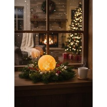 Christmas Serisi Kartopu Mumluk - Dekoratif Aydınlatma - Ev Dekorasyon - Dekoratif Beyaz Mumluk Beyaz