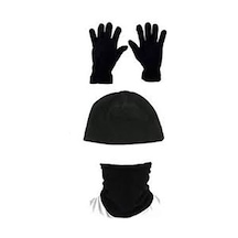 Siyah Polar Bere Boyunluk Eldiven 3'Lü Set