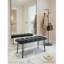 By Hakan Aşkın Metal Ayaklı 38x89 Cm Eco Füme Babyface Puf & Bench Tekli Koyu Füme Gri Koyu Füme