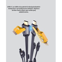 Örgülü Tasarım 4 Ü 1 Arada Usb-c Lightning Hızlı Şarj Kablosu -