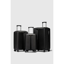 My-pp Bilbao Tekerlekli Kırılmaz Valiz 3'lü Set Bavul Siyah-85
