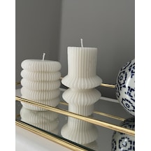 2'li Çizgili Mum Set