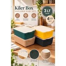 Porsima 4515 Mix Still Box 4'lü Kapaklı Saklama Kabı Seti 3 Litre Çok Amaçlı Renkli Kiler, Buzdolabı Ve Dolap İçi Organizer Kutusu Çok Renkli