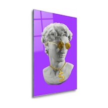 Altın Para Gözlüklü Pop Art Büst Çerçevesiz Cam Tablo