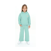Toontoy Kids Toontoy Kız Çocuk Kapüşonlu Göğsü Armalı Eşofman Takım Yeşil