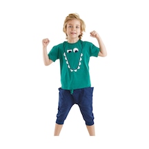 Denokids Komik Timsah Erkek Çocuk T-shirt Baggy Şort Takım Çok Renkli
