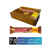 Ülker Albeni Çikolata 52 Gr X 18'li Paket Sütlü Çikolata Kaplı Karamelli 8'li Paket
