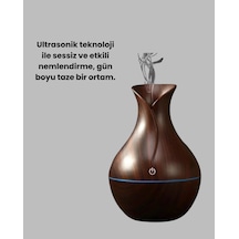 Ultrasonik Ahşap Desenli 130ml Aromaterapi Difüzör Ve Hava Nemlendirici -