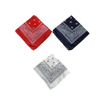 Pamuklu Klasik Desen Unisex 3lü Bandana Seti Renkli Bandana Etnik Desenli A Kalite Bandana Antrasit - Gri