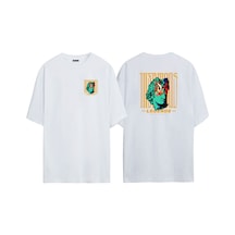 Thewert Unisex Legends Alevli Gözler Ön Arka Baskılı Beyaz Oversize T-shirt