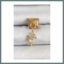 Bezos 316l Çelik Sallantılı Zirkon Taşlı Yunus Balığı Model Gold Renk Nomination Charm Ventra