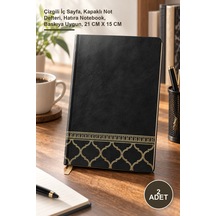 2 Adet Siyah Deri Defter Çizgili İç Sayfa, Kapaklı Not Defteri, Hatıra Notebook, Baskıya Uygun, 21 Cm X 15 Cm 1