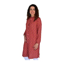 Kadın Uzun Çiçek Baskılı Desen Viscon Bluz Bgl-st04290 Bordo