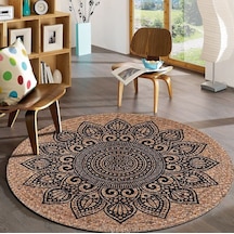 Jüt Yuvarlak Hasır Halı Yolluk Salon Oda Mutfak Halısı Ks-1065