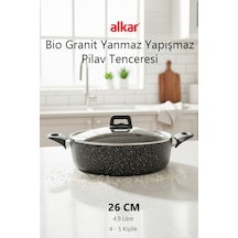 Bio Granit Yanmaz Yapışmaz Pilav Tenceresi Sağlıklı Dayanıklı Ve Kolay Temizlenen Pilavlık 26 Cm