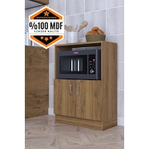 Rafineri Makro Dolap Çok Amaçlı Mikrodalga Fırın Dolabı Mdf Ceviz