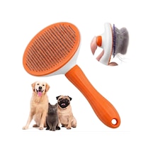 Turuncu Otomatik Temizlenen Tüy Toplama Tarağı Basmalı Mekanizmalı Kedi Ve Köpek Tarak Çelik İğneli, Cilt Dostu, Ergonomik Saplı Uzun Ve Kısa Tüyler İçin Bakım Tarağı