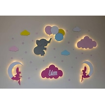 Çocuk Odası Dekoratif Ahşap Gece Lambası Ledli Aydınlatma Rüya Odam Seti