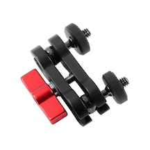 Alüminyum Çift Toplı 360 Döner Makyaj Kolu - Dslr, Telefon, Monitör İçin Anodize Malzeme, Kırılma Engeli, 1/4" Vida Bağlantısı Kırmızı