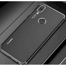 Huawei P20 Lite Kılıf Dört Köşeli Lazer Silikon Kılıf Gri