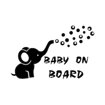 Bebek Fil Komik Araba Sticker Su Geçirmez Siyah 18Cm