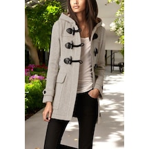 Kışlık Şık Kaşmir Kaşe Kadın Kaban Füme