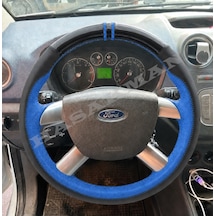 Ford Fusion Dikme Direksiyon Kılıfı Parlak Siyah Mavi Detaylı Mavi Çift Yüzük Ve Dikiş 2006-2012