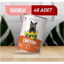 King Sos İçerisinde Et Parçacıklı Tavuklu Kedi Konservesi 400 Gr 48 Adet