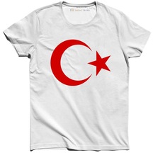 A Kalite Beyaz Üstüne Ay Yıldız Türkiye Tshirt - 29 Ekim Cumhuriy