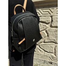 Just Polo Kadın Siyah Camel 9 Gözlü Büyük Boy Sırt Çantası Siyah - Camel