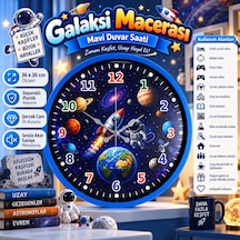 Galaksi Macerası 36 X 36 Cm Mavi Çocuk Duvar Saati
