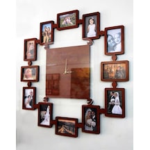 Ahşap Ve Şeffaf Pleksi Uyumuyla Fotoğraf Çerçeveli Duvar Saati