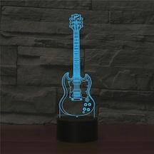 Sones Beş Telli Gitar Şekli 3d Renkli Led Görüş Işığı Masa Lambası, Çatlak Dokunmatik Versiyon Çok Renkli