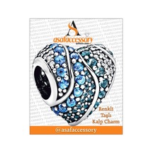 Renkli Taşlı Kalp Charm Gümüş