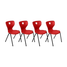 Monoblok Sandalye - Kırmızı - 4 Adet Çok Renkli