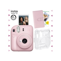 Fujifilm Instax Mini 12 Fotoğraf Makinesi + 20'li Film + Laporta Albüm + Şeffaf Kılıf Seti Pembe