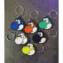 Nintendo Yoshi Renkli Kafalar Sevimli Figür Karakter Anahtarlık Çok Renkli