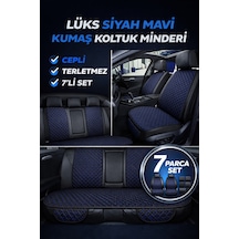 Kia Stonic 2017 2024 Uyumlu Kumaş Koltuk Minderi Kapitone Desen Terletmez Yedili Siyah Mavi