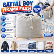 Battal Boy 120x150 Cm Mont Ve Perde Yıkama Filesi Extra Büyük, Dayanıklı, Nefes Alabilir Çamaşır Kor Diğer
