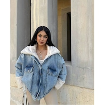Odl Jeans Kürk Detaylı Denim Ceket Kot Rengi