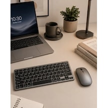 Bluetooth Ve 2.4g Destekli Kablosuz Klavye Mouse Seti Şarj Edilebilir Standart