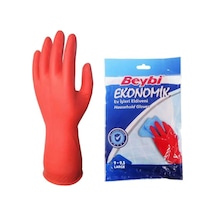 Beybi Ekonomik Ev İşleri Eldiveni Kırmızı No: 9 - 9,5 Beden 25 Adet