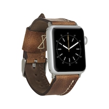 Apple Watch Uyumlu Deri Kordon 42-44-45mm Dikişli Taba Diğer