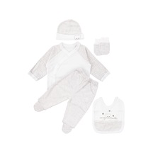 Bebegen Unisex Ekru Very Cute Nakışlı 5 Parça Organik Hastane Çıkış Seti Çok Renkli
