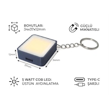 Bsa 3d Mini Cob Led El Feneri Anahtarlık - 5w Güçlü Aydınlatma, Mıknatıslı Ve Şarjlı Cep Feneri Gri