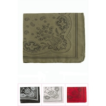 Zero Land Çiçek - 60 - Desenli Keten Bandana - Ilkestor - 50x50 Ebruli Çok Renkli